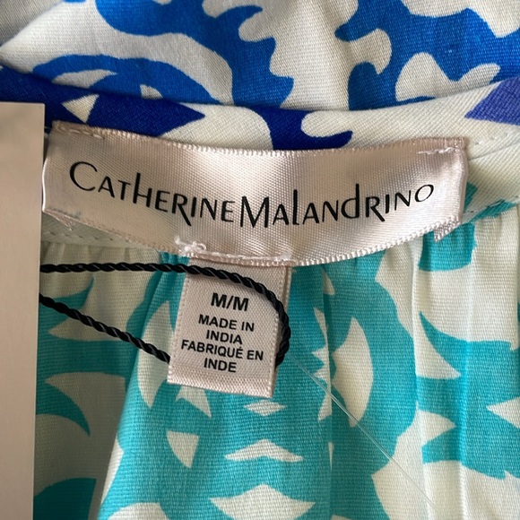 ♥️Catherine Malandrino♥️Blue and White Women's Blouse Size (Medium) - Picture 8 of 9